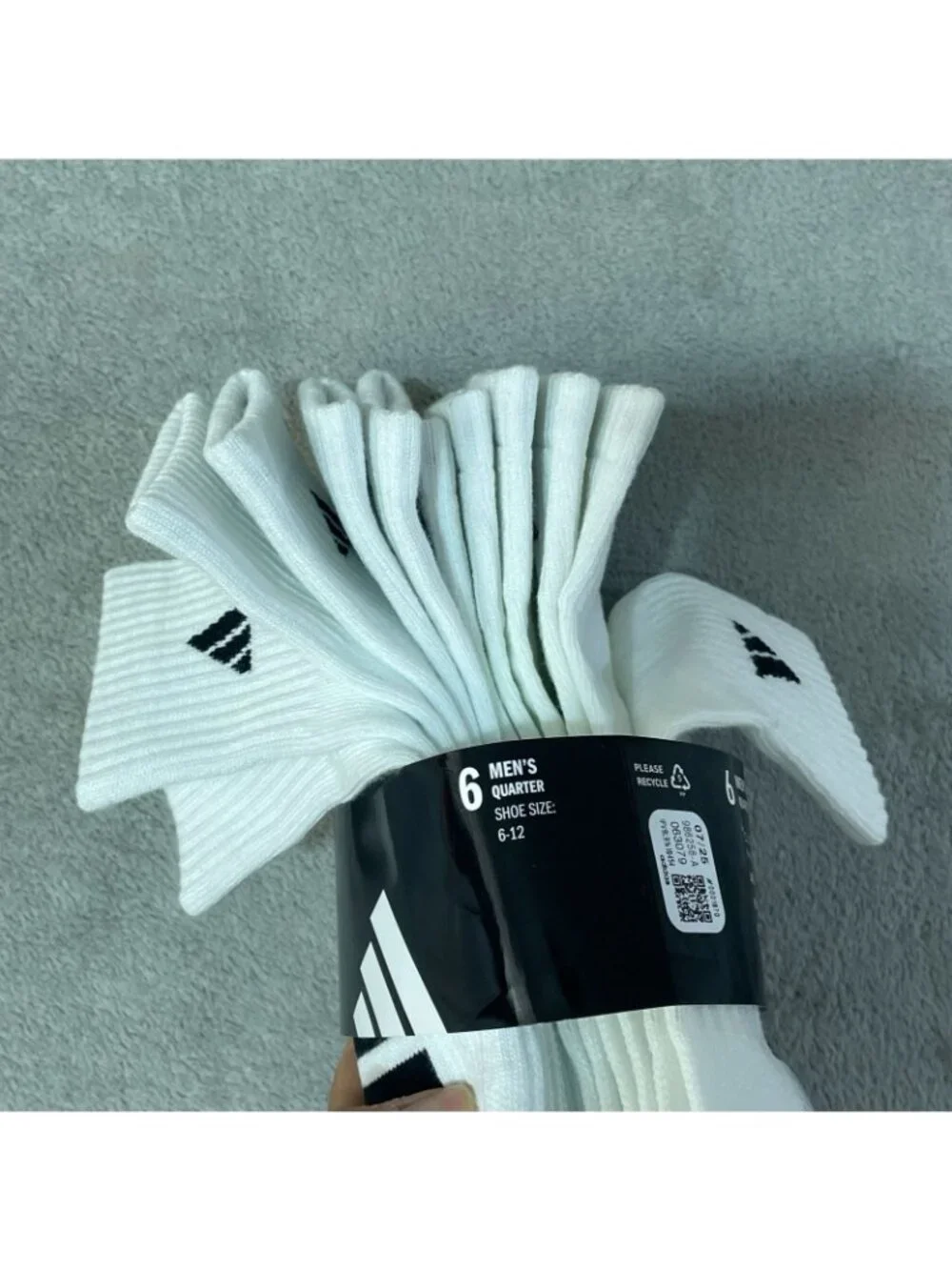 NWT Adidas Men's 6-12 White Climacool Quarter Socks 6-Pack